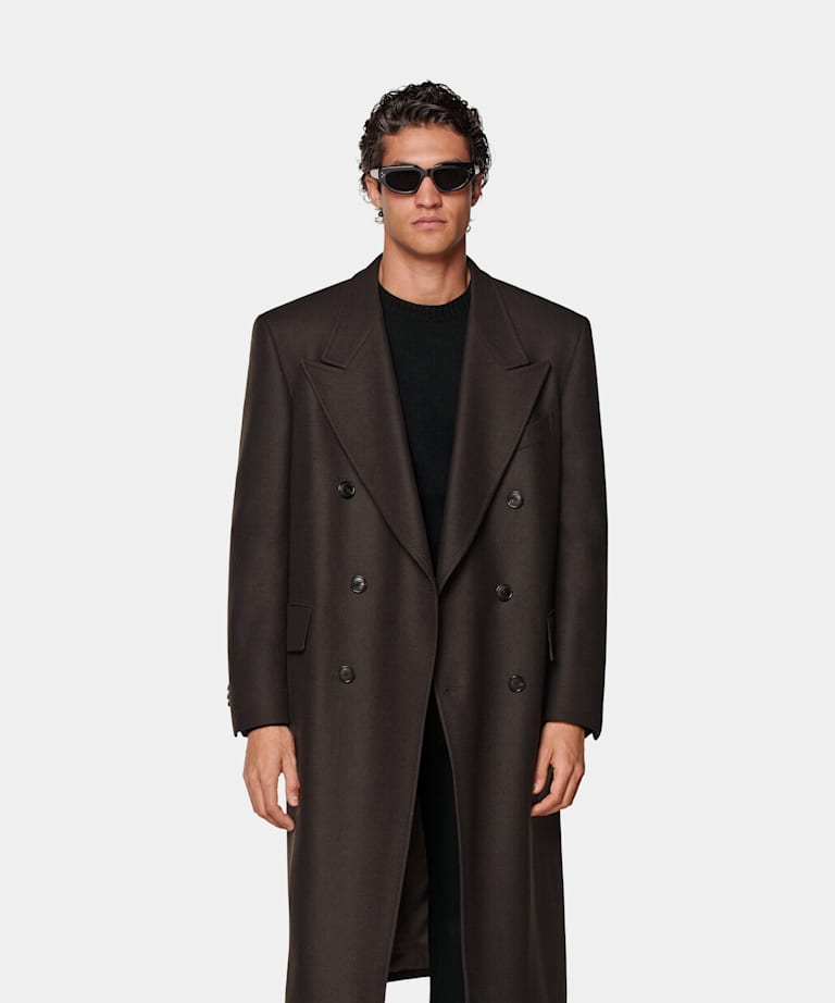 SUITSUPPLY Wool Cashmere by E.Thomas, Italy Dark Brown Overcoat