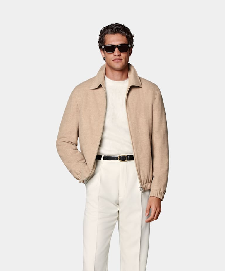 Light Taupe Field Jacket in Water Repellent Technical Fabric SUITSUPPLY SUITSUPPLY US