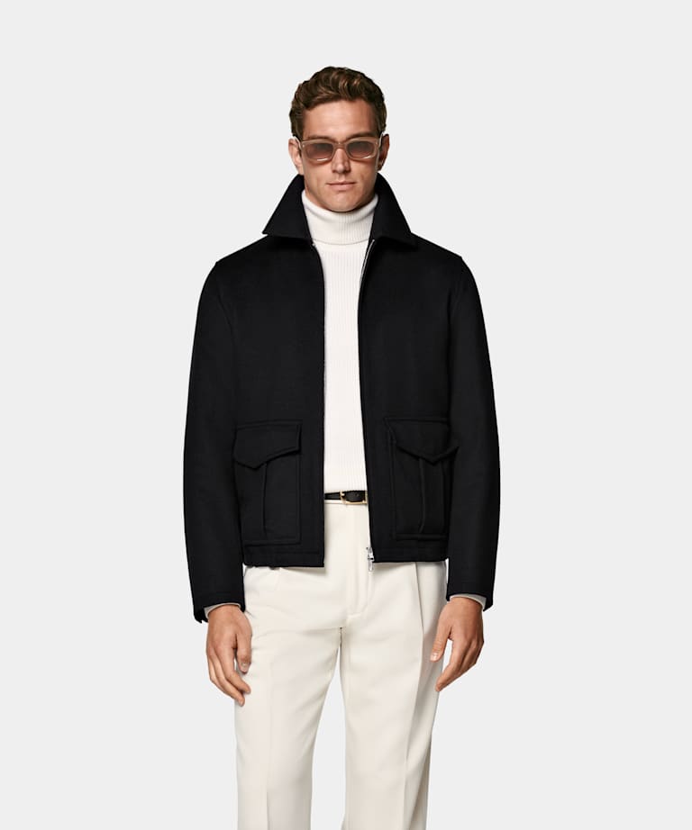 SUITSUPPLY Pure Schurwolle Bomberjacke schwarz