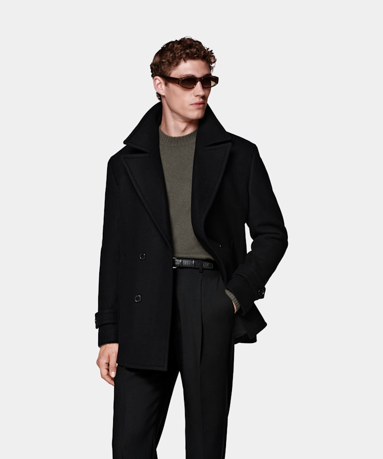 SUITSUPPLY Pure Wool Black Peacoat