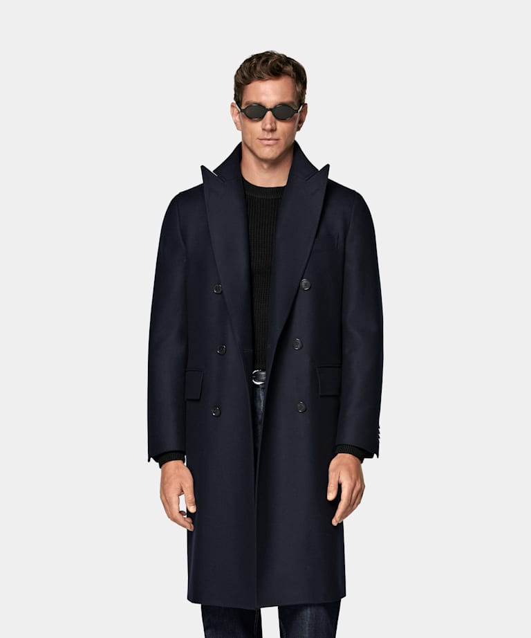 SUITSUPPLY Wool Cashmere by E.Thomas, Italy Navy Overcoat
