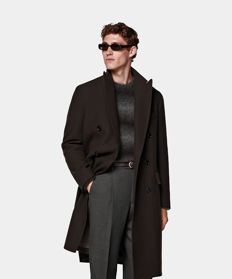 SUITSUPPLY Wool Cashmere by E.Thomas, Italy Brown Overcoat