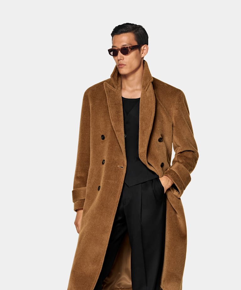 SUITSUPPLY Llama Wool by Piacenza, Italy Mid Brown Overcoat