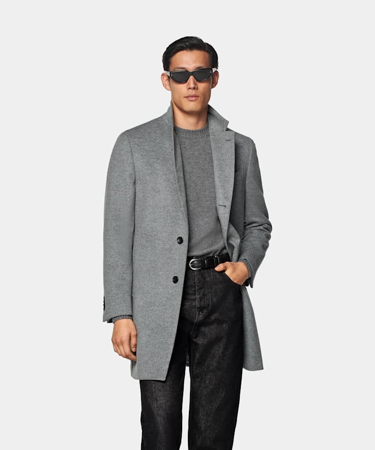 SUITSUPPLY Pure Wool Light Grey Overcoat