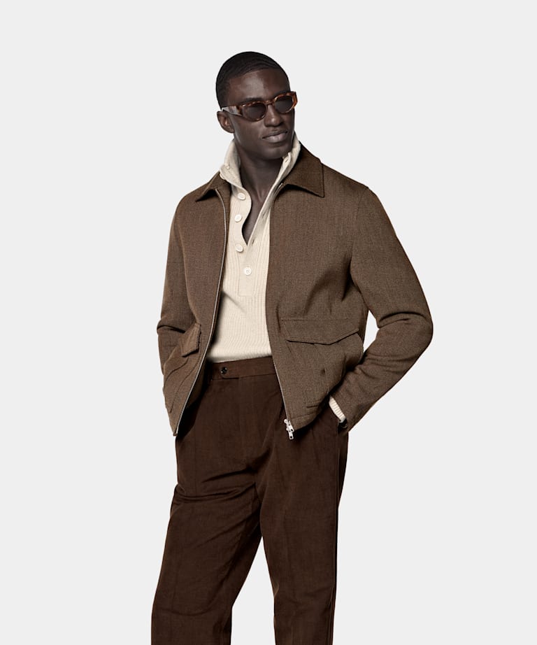 SUITSUPPLY Pure Wool by E.Thomas, Italy Mid Brown Bomber Jacket