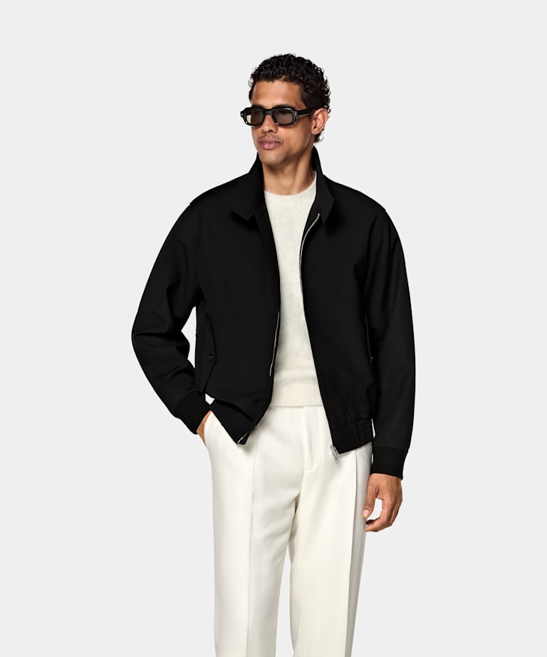 SUITSUPPLY Wool Blend by ARCH&eacute;, Italy Black Bomber Jacket