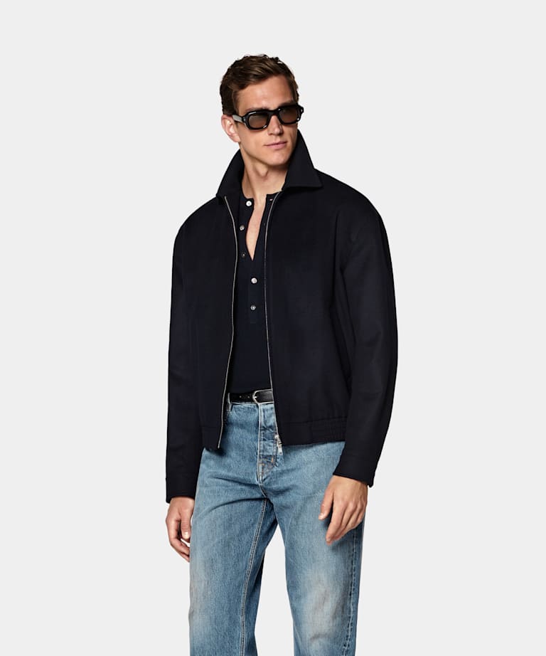 SUITSUPPLY Pure Wool Navy Bomber Jacket