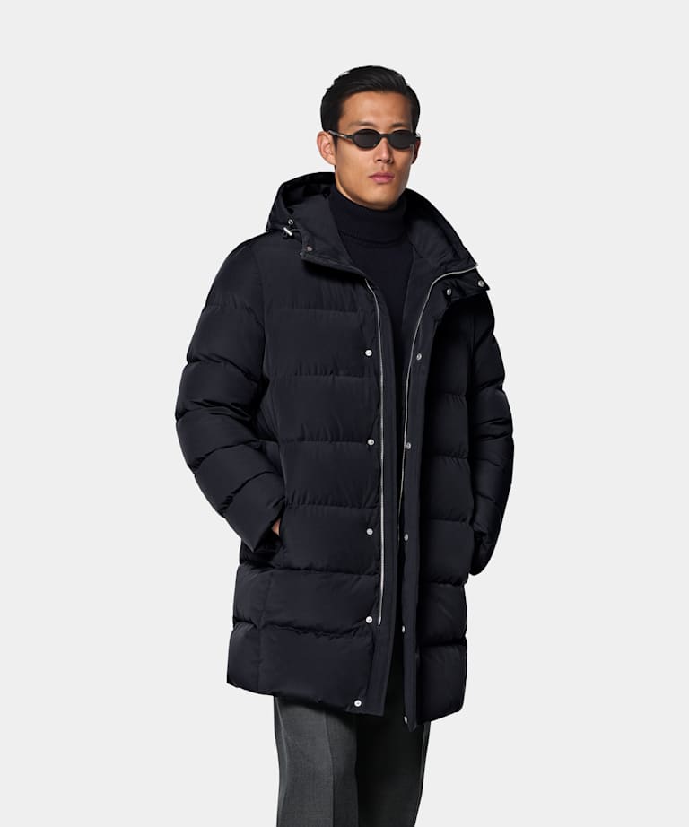 SUITSUPPLY Technical Fabric Navy Puffer Jacket