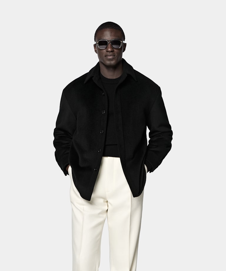 SUITSUPPLY Pure Wool Black Shirt-Jacket