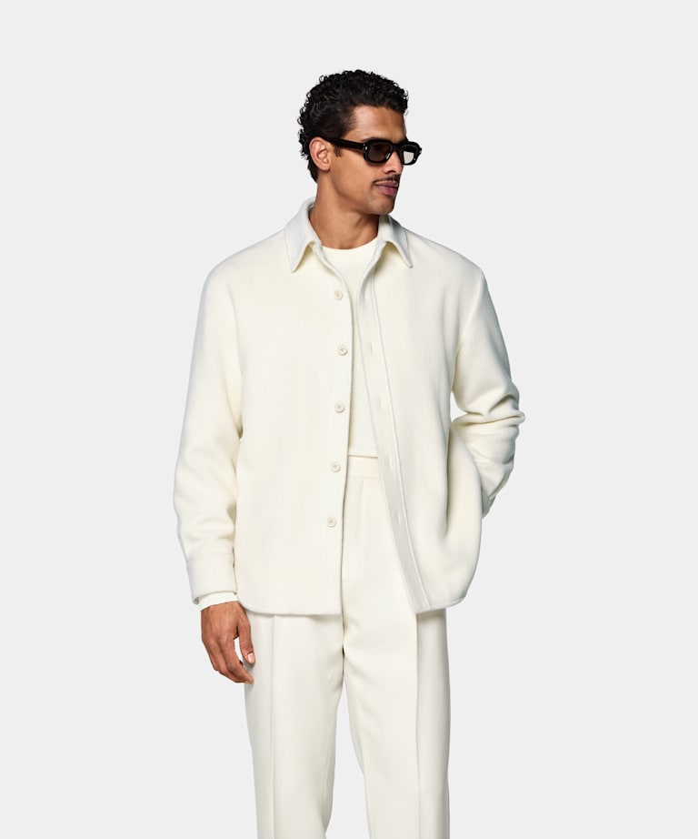 SUITSUPPLY Reine Schurwolle Hemdjacke off-white