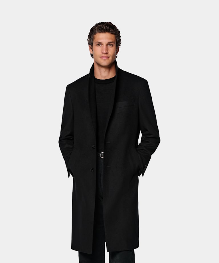 SUITSUPPLY Pure Cashmere by Colombo, Italy Black Overcoat