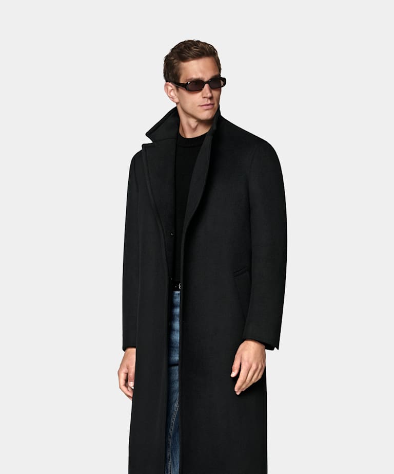 SUITSUPPLY Wool Cashmere Black Overcoat