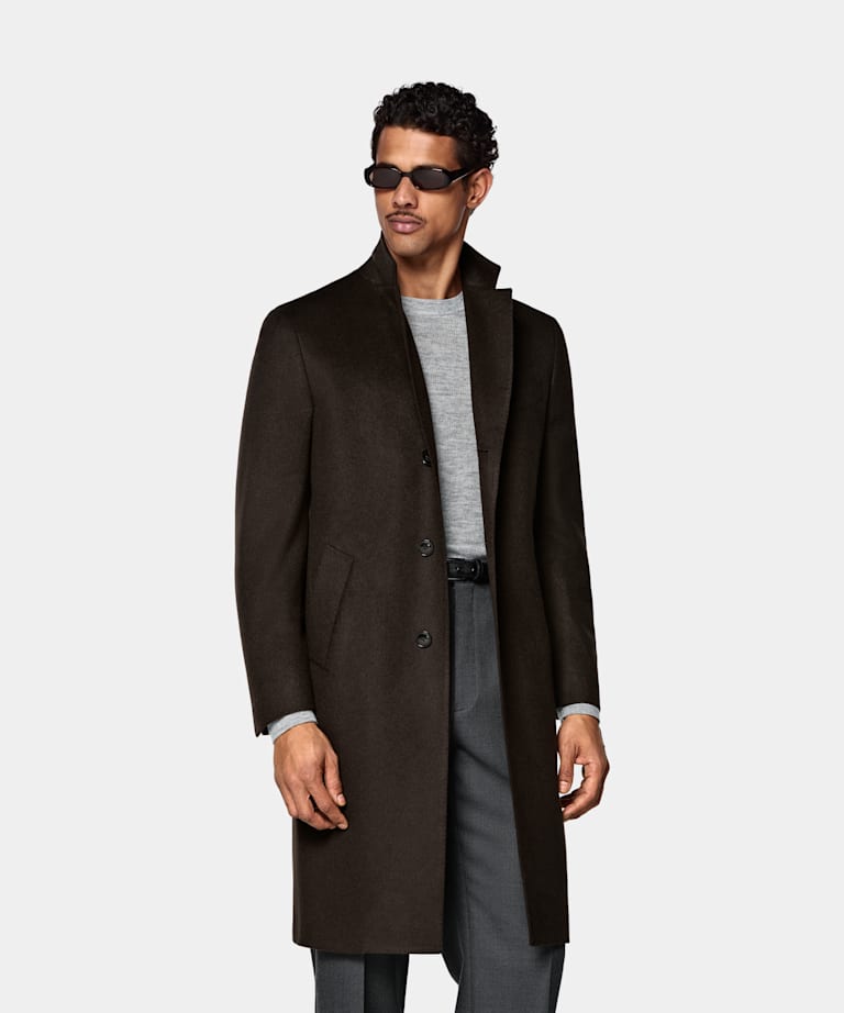 SUITSUPPLY Pure Wool Dark Brown Overcoat
