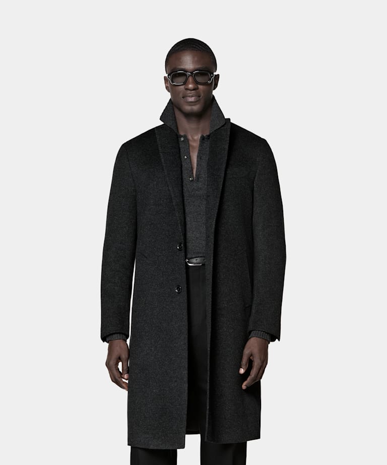SUITSUPPLY Reine Schurwolle Mantel dunkelgrau