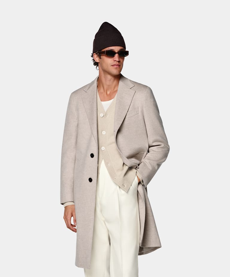 SUITSUPPLY Pure Wool Light Brown Overcoat
