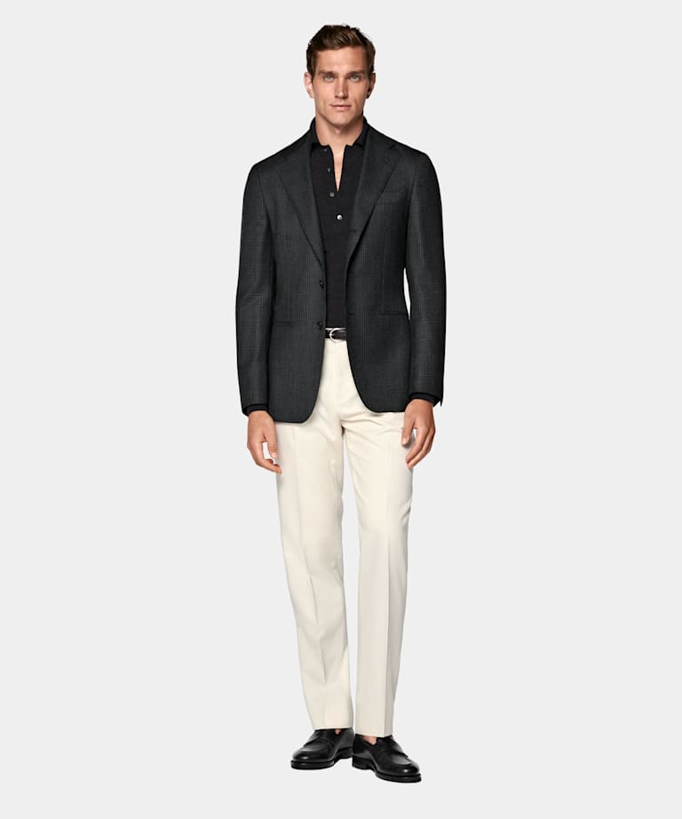 Blazer Havana coupe Tailored gris fonc&eacute; &agrave; carreaux