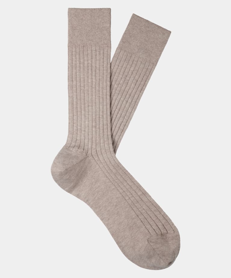 Light Brown Ribbed Regular Socks