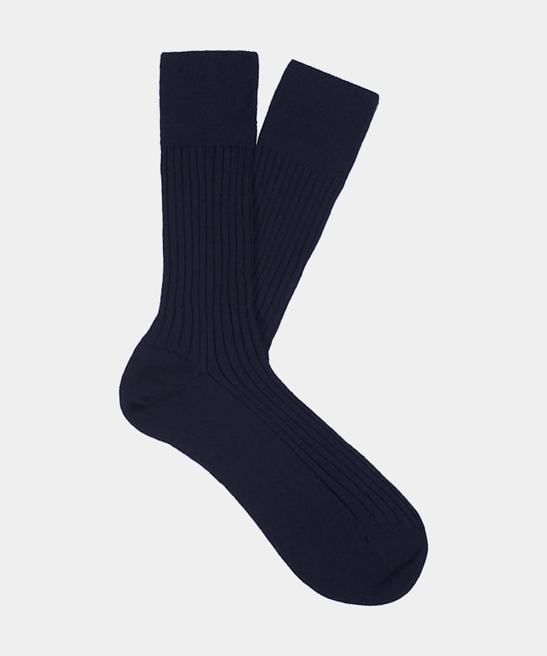 Calcetines azul marino estándar ribeteados