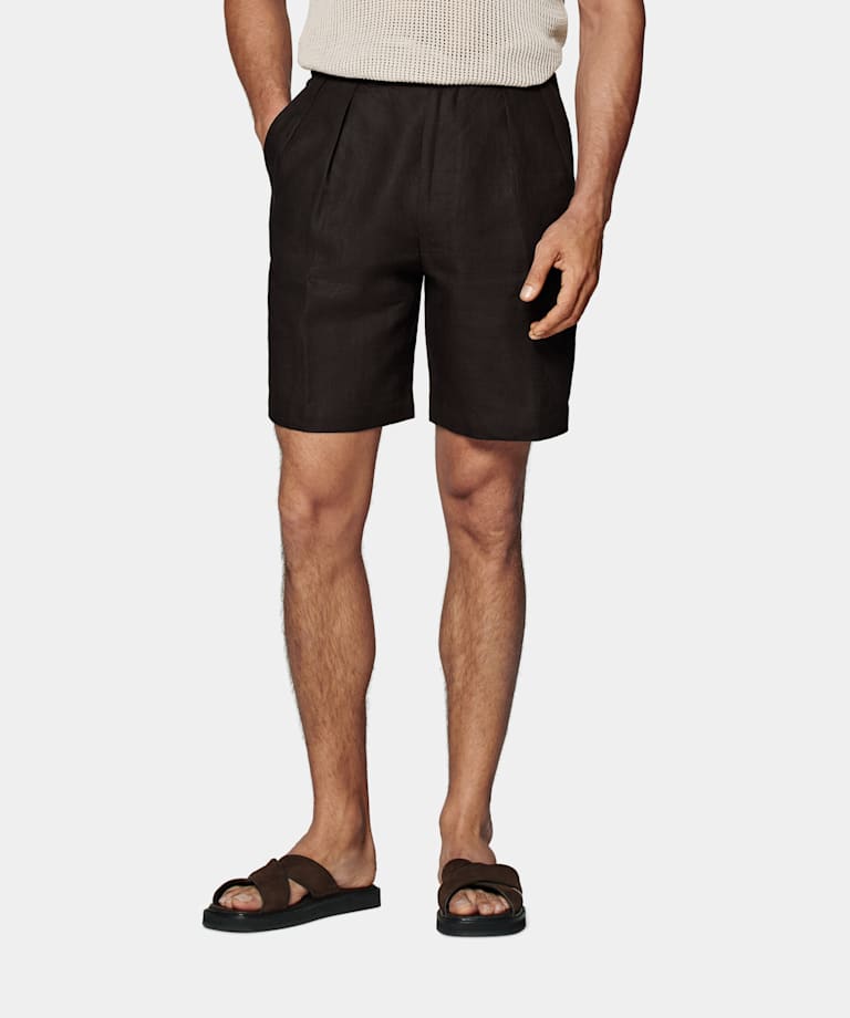 Dark Brown Straight Leg Shorts