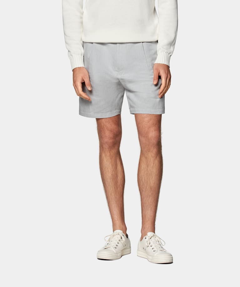 Light Grey Pleated Firenze Shorts