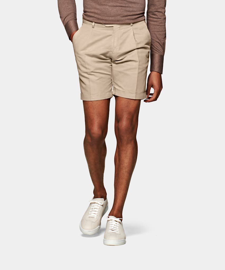 Pantalones cortos Campo marrón claro plisados