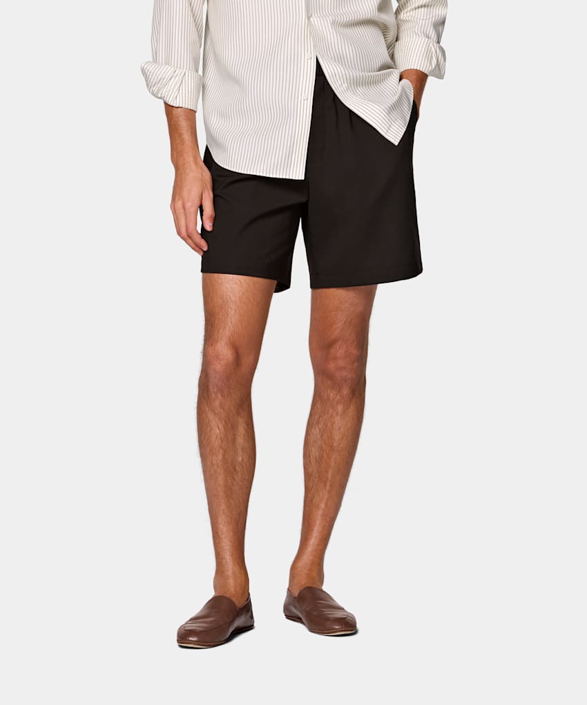 SUITSUPPLY Pure Wool by Togna, Italy Dark Brown Straight Leg Shorts