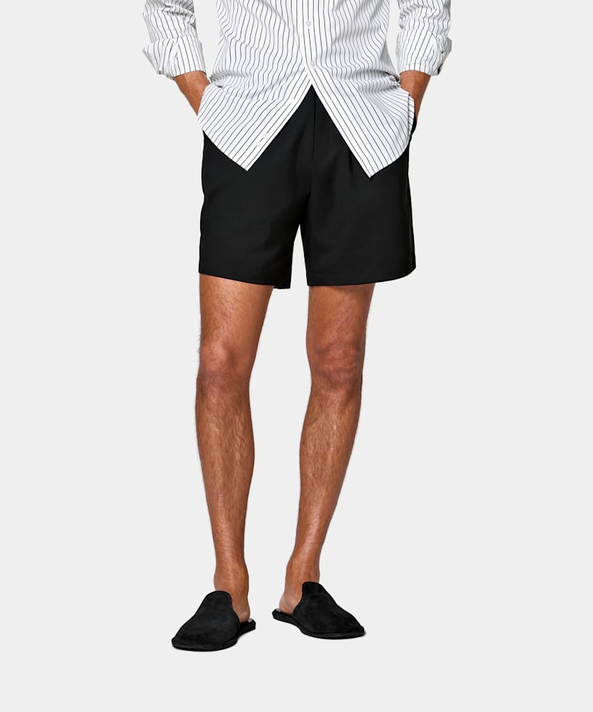 SUITSUPPLY Pure Wool by Togna, Italy Black Straight Leg Shorts