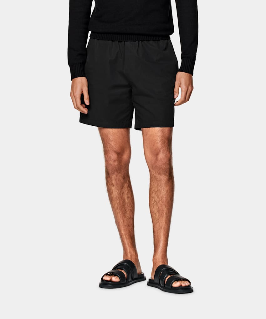 SUITSUPPLY Pure Cotton by Di Sondrio, Italy Black Straight Leg Shorts
