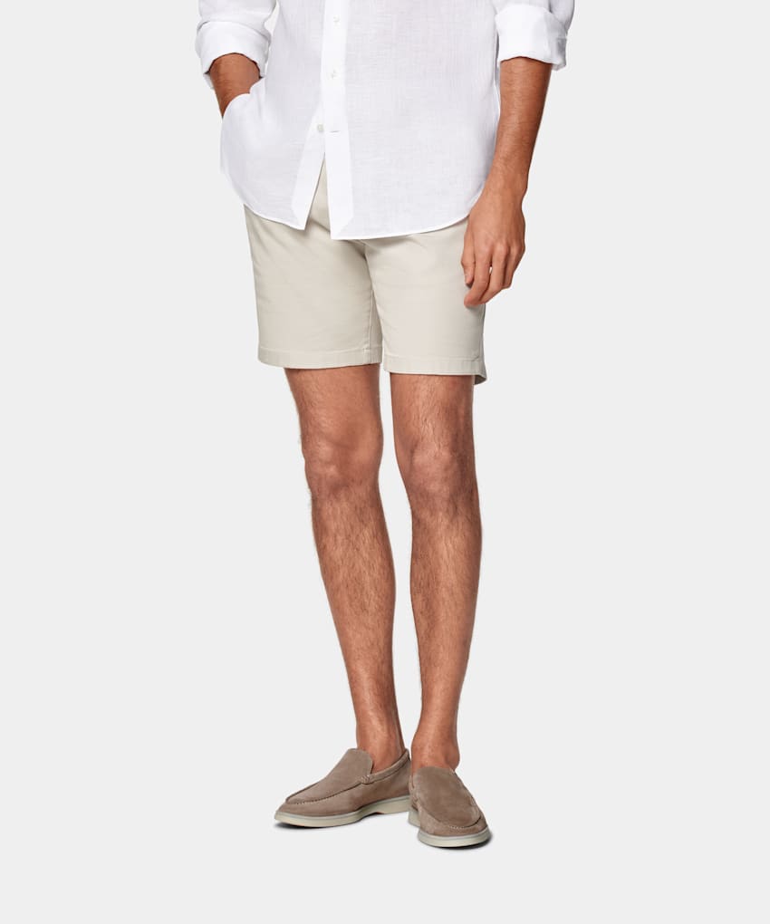 SUITSUPPLY Cotone stretch - Cervotessile, Italia Pantaloncini chino color sabbia slim leg