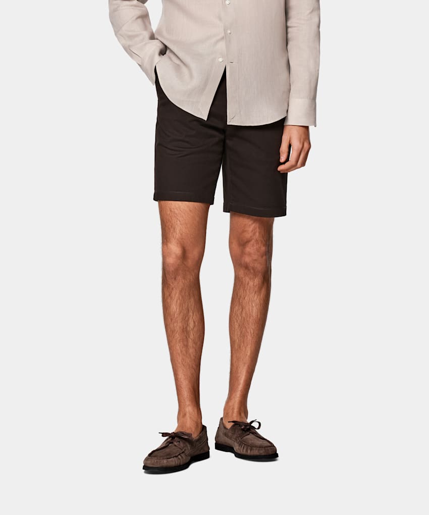 SUITSUPPLY Cotone stretch - Cervotessile, Italia Pantaloncini chino marrone scuro slim leg