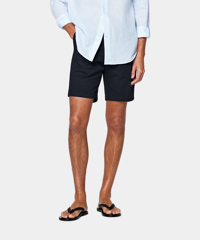 SUITSUPPLY Stretch Cotton - Cervotessile, Italie Navy Slim Leg Chino Shorts