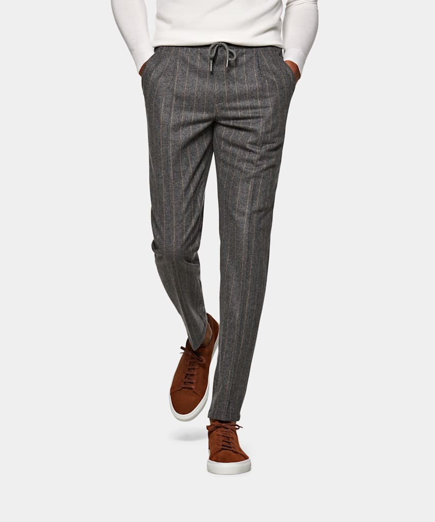 dark gray trousers