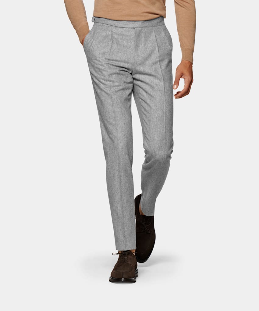 Light Grey Pleated Fellini Trousers