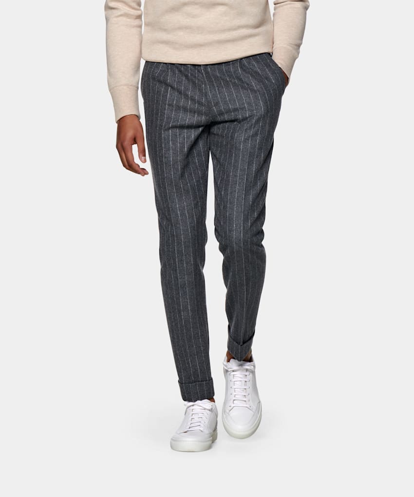 Mid Grey Pleated Vigo Trousers