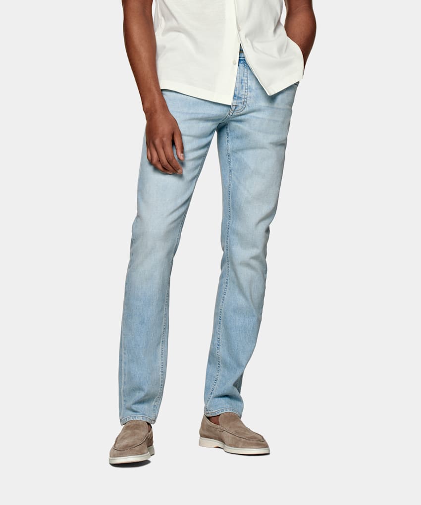 SUITSUPPLY Stretch Denim by Candiani, Italy Light Blue 5 Pocket Jules Jeans