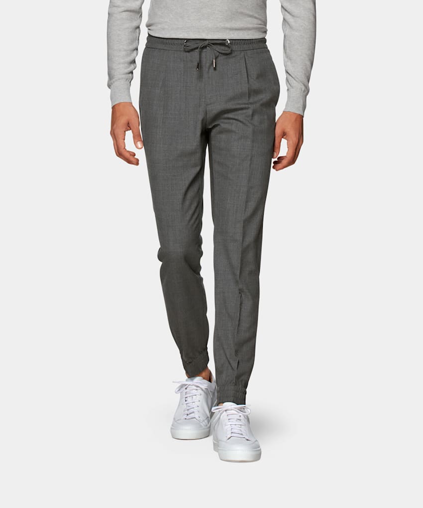 SUITSUPPLY Pure S120's Tropical Wool by Vitale Barberis Canonico, Italy Mid Grey Drawstring Ames Trousers