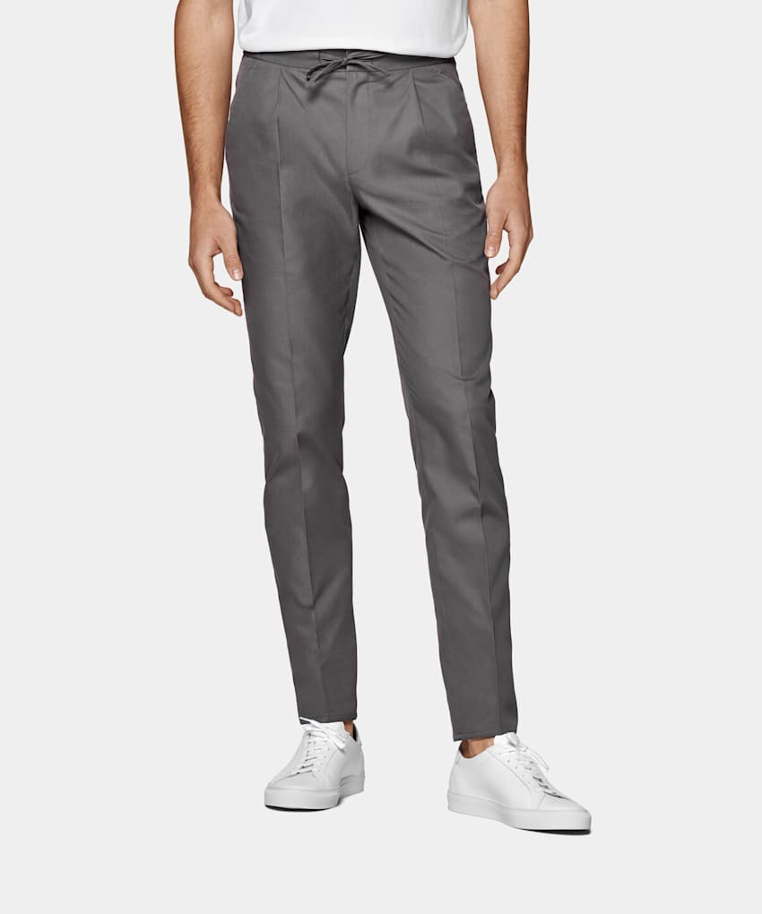 SUITSUPPLY Pure Cotton by E.Thomas, Italy Mid Grey Drawstring Ames Trousers