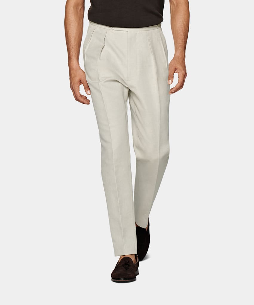 SUITSUPPLY Pure Cotton by Di Sondrio, Italy Sand Pleated Mira Trousers