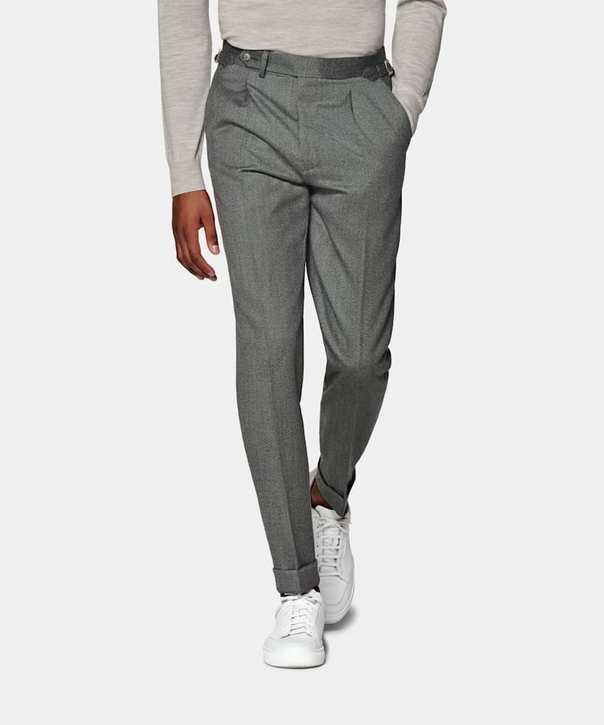 SUITSUPPLY Pure Wool by E.Thomas, Italy Grey Pleated Vigo Trousers
