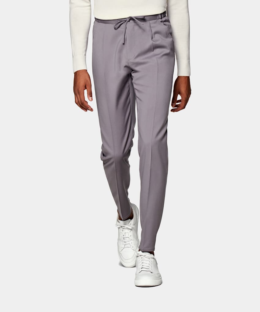 SUITSUPPLY Pure S110's Wool by Vitale Barberis Canonico, Italy Purple Drawstring Ames Trousers