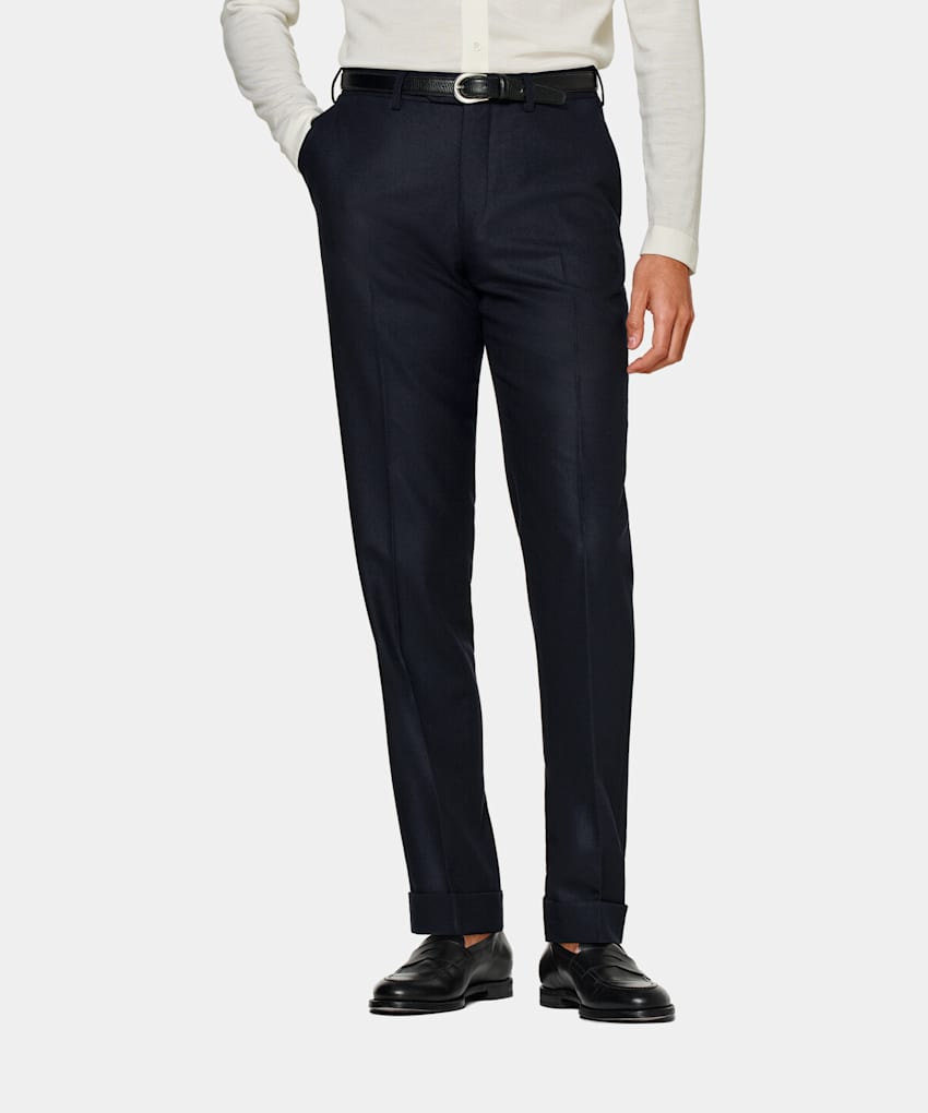 SUITSUPPLY Circular Wool Flannel by Vitale Barberis Canonico, Italy Navy Soho Trousers