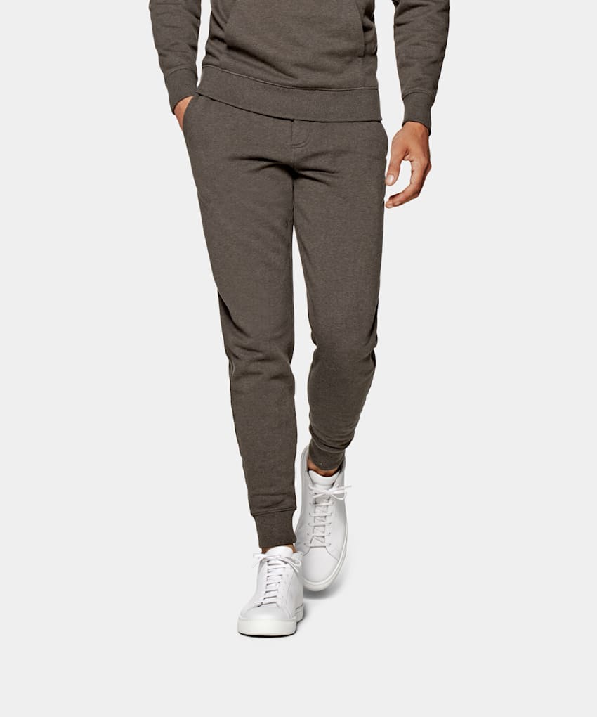 SUITSUPPLY Pure Cotton Taupe Sweatpants