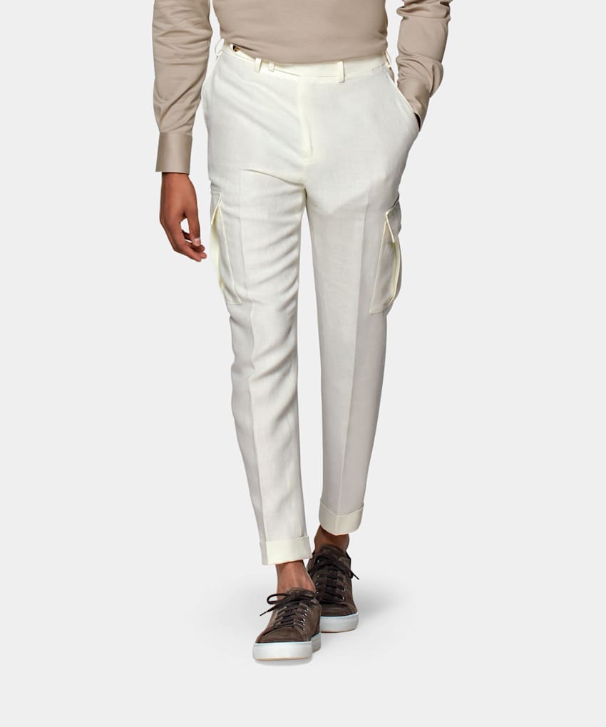 SUITSUPPLY Pure Linen by Solbiati, Italy Off-White Blake Cargo Trousers