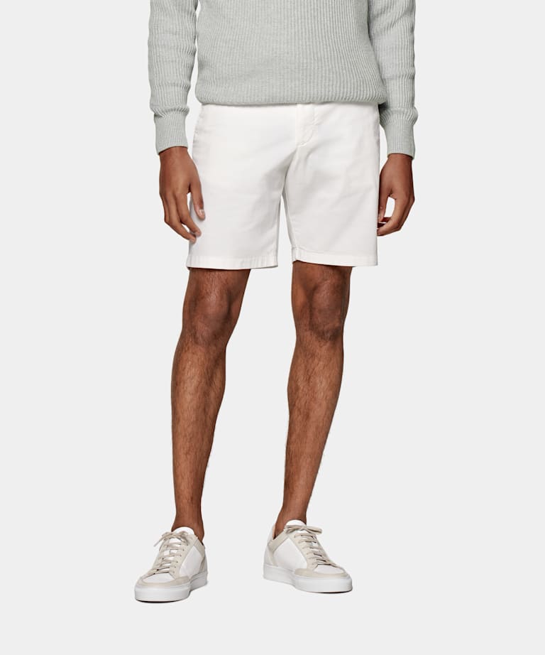 SUITSUPPLY Stretch Cotton by Di Sondrio, Italy Off-White Porto Shorts