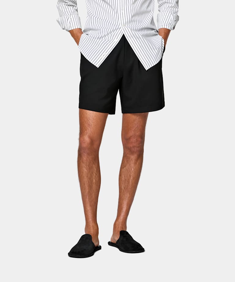 SUITSUPPLY Pure Wool de Togna, Italia Black Straight Leg Shorts