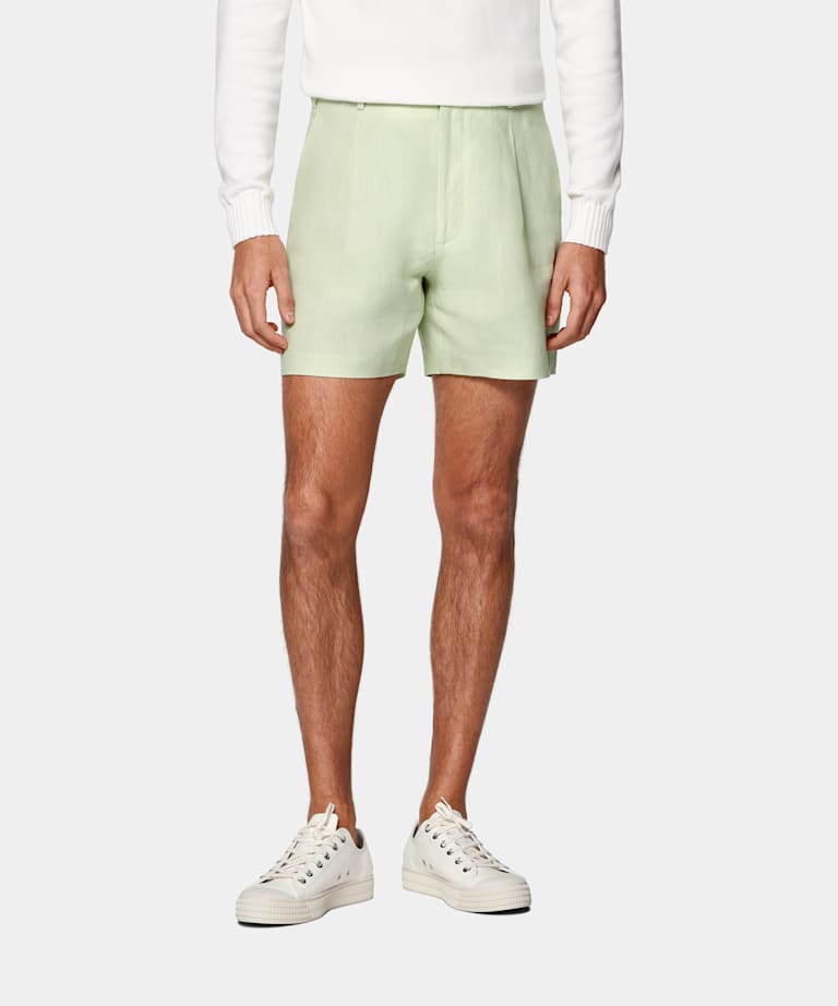 SUITSUPPLY Pure Linen by Baird McNutt, United Kingdom Light Green Straight Leg Shorts