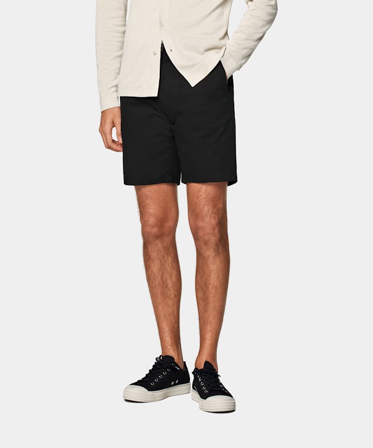 SUITSUPPLY Coton stretch - Cervotessile, Italie Short Slim Leg noir