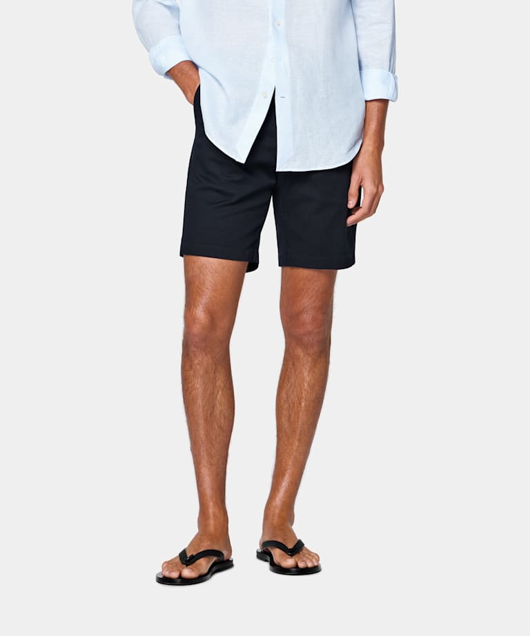 SUITSUPPLY Stretch Cotton by Cervotessile, Italy Navy Slim Leg Chino Shorts