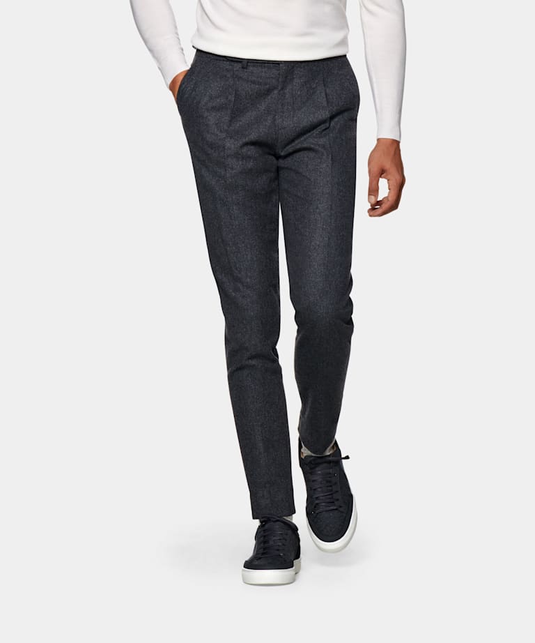Mid Grey Pleated Braddon Trousers