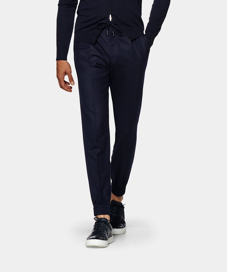 Navy Blake Trousers | Circular Wool Flannel | Suitsupply Online Store
